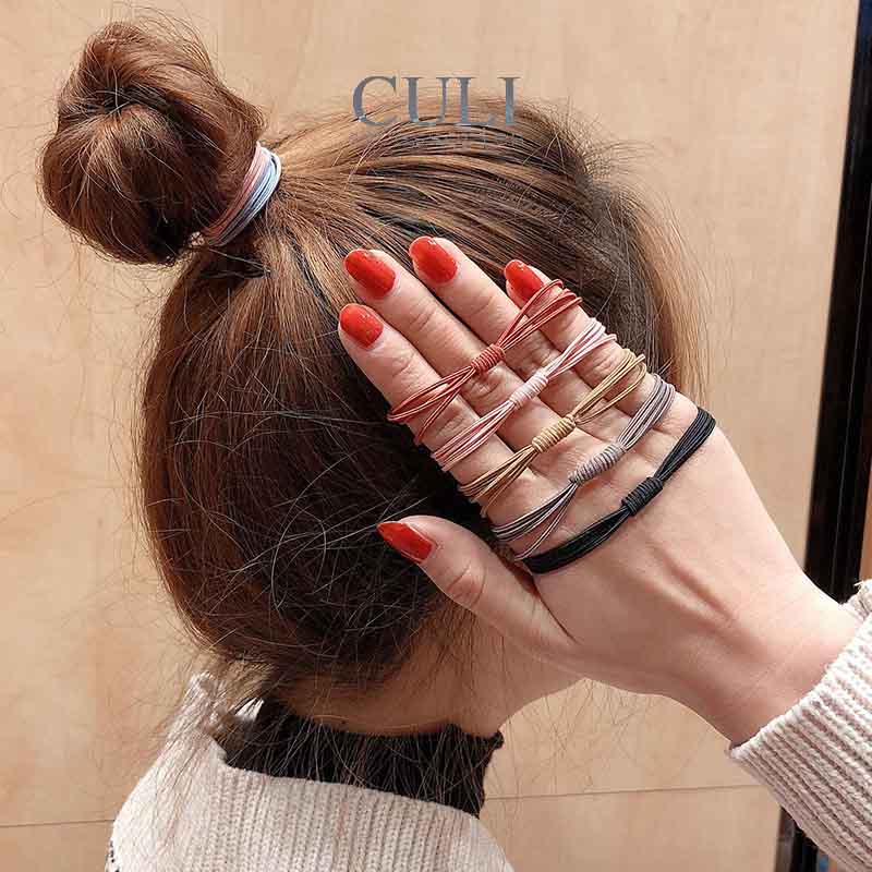 Dây cột tóc, combo 10 thun cột tóc sợi kép gân basic - Culi accessories
