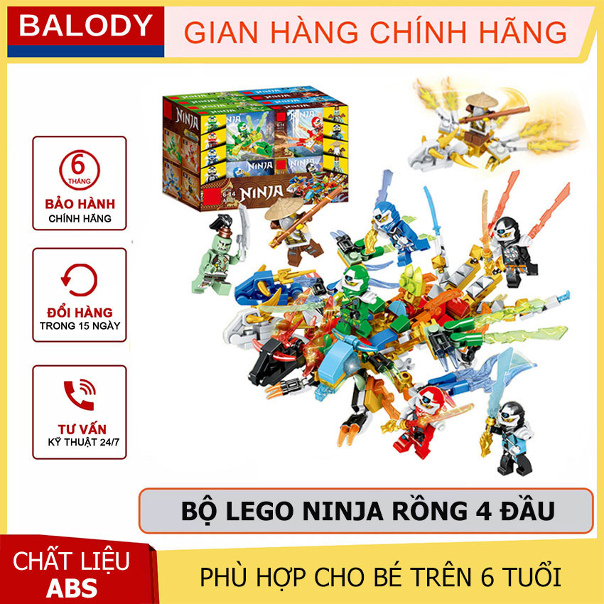 Bộ xếp hình lego Ninja rồng 4 đầu 8 trong 1 chính hãng Balody - Mô hình các nhân vật giải cứu thế giới.Đồ chơi trẻ em thông minh, giáo dục, phát triển trí tuệ cho bé trai.
