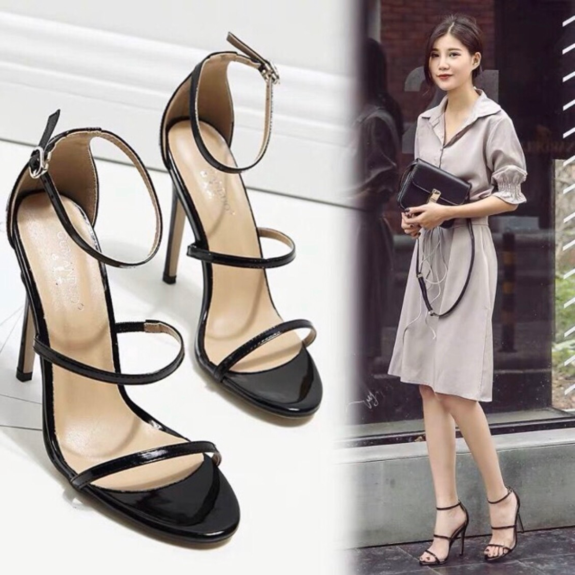 Giày Cao Gót Bích Phương 9p 2 Quai Mãnh