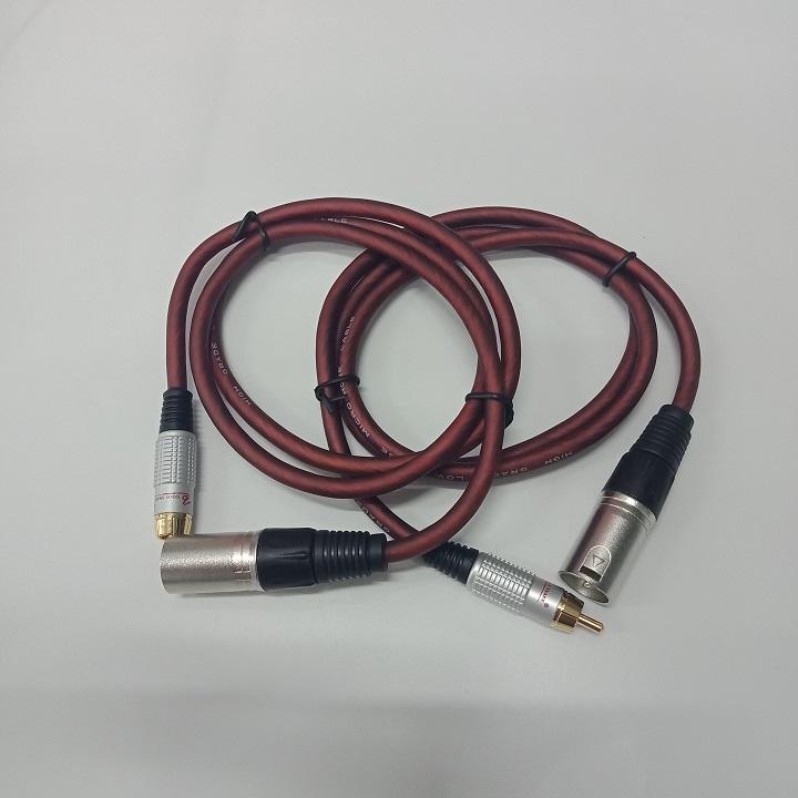 Combo 2 Jack Canon Đực ra AV (Bông sen)  dài  1m - Lõi đồng truyền tín hiệu chuẩn, dùng kết nối các thiết bị âm thanh như Vang,Lọc, Mixer, Cục đẩy