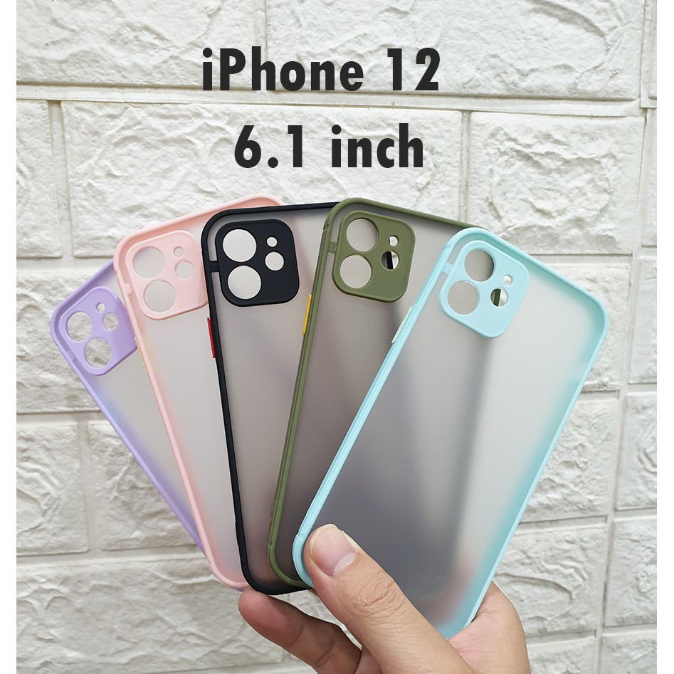 Combo dán cường lực full màn ốp nhám viền cao su bảo vệ camera iPhone 12