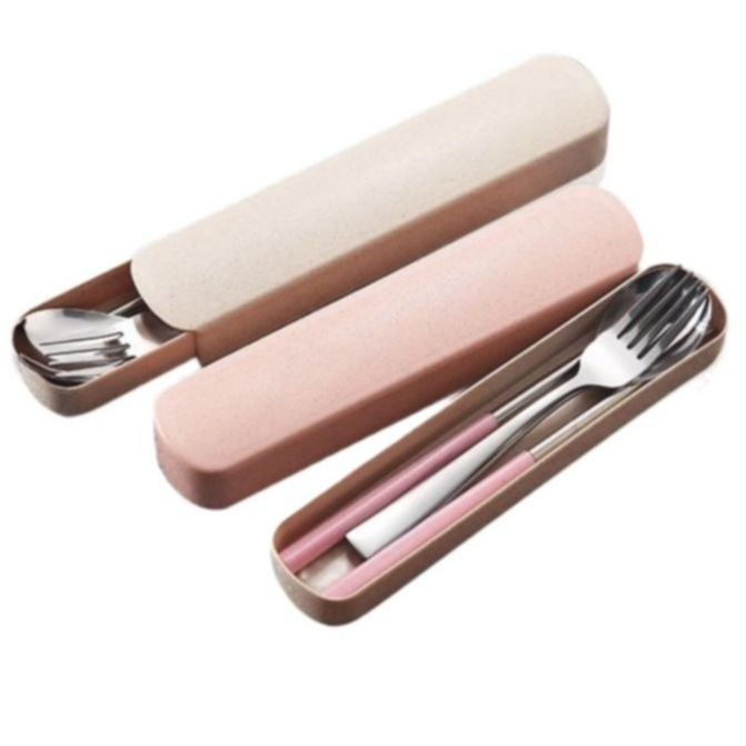 Set 03 dish spoon Fork chopsticks stainless steel 304 box high-grade (nhiều màu)-[set spoon Fork travel Fork dinner oblique stainless steel, stainless steel spoon đẹp, stainless steel chopsticks high-end]