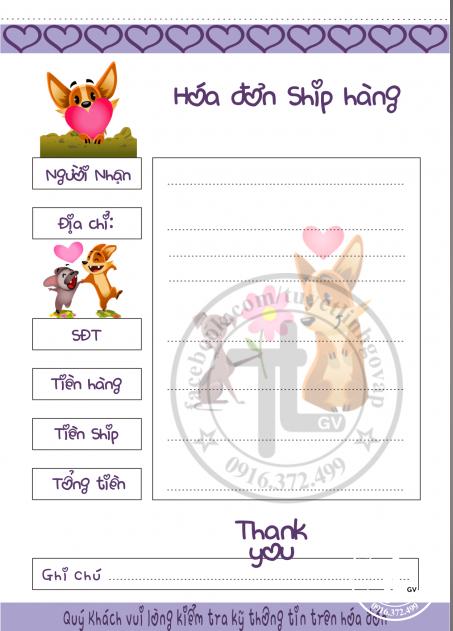 [HCM]Combo 10 hóa đơn ship hàng - đủ mẫu