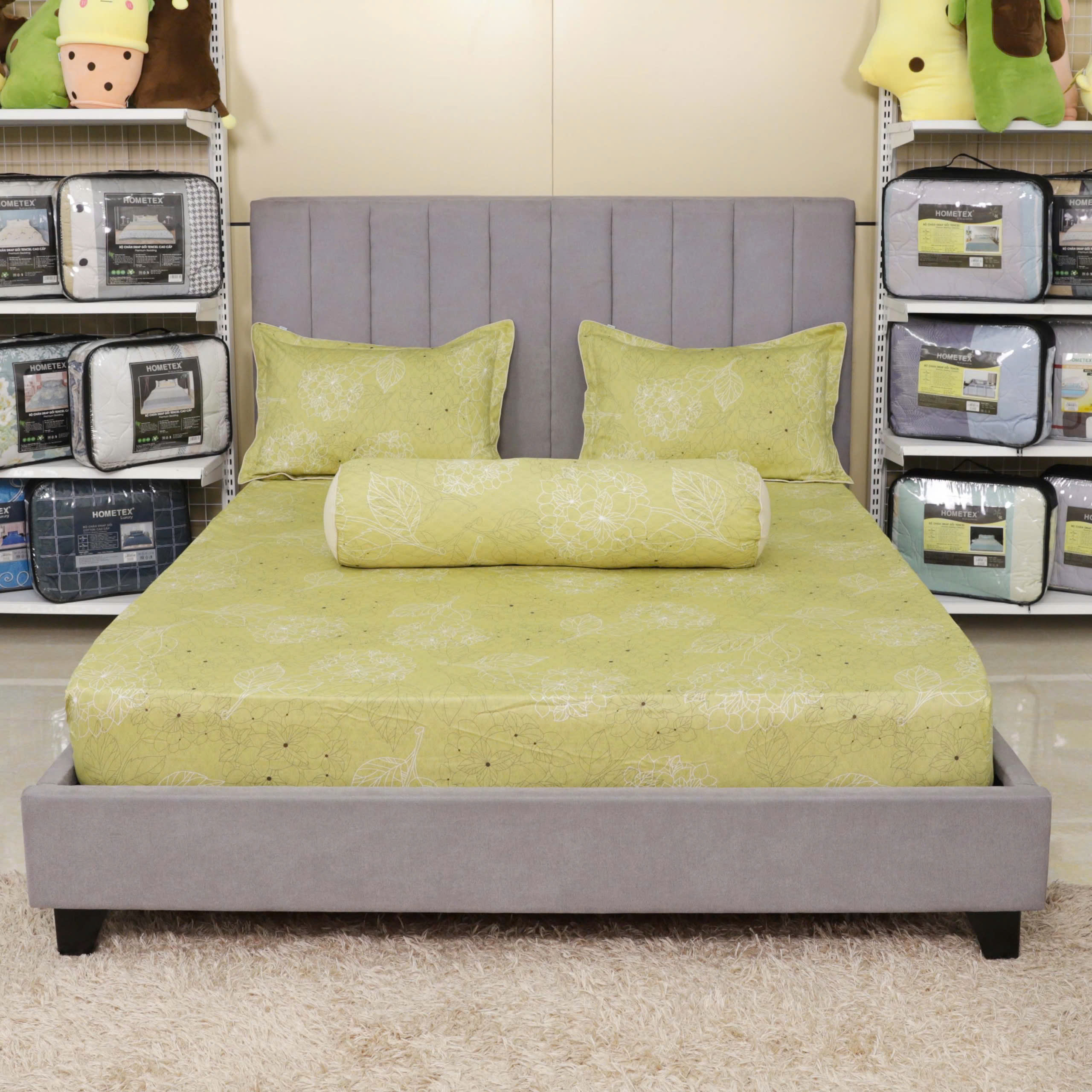 Bộ Drap gối cotton hoa Hometex