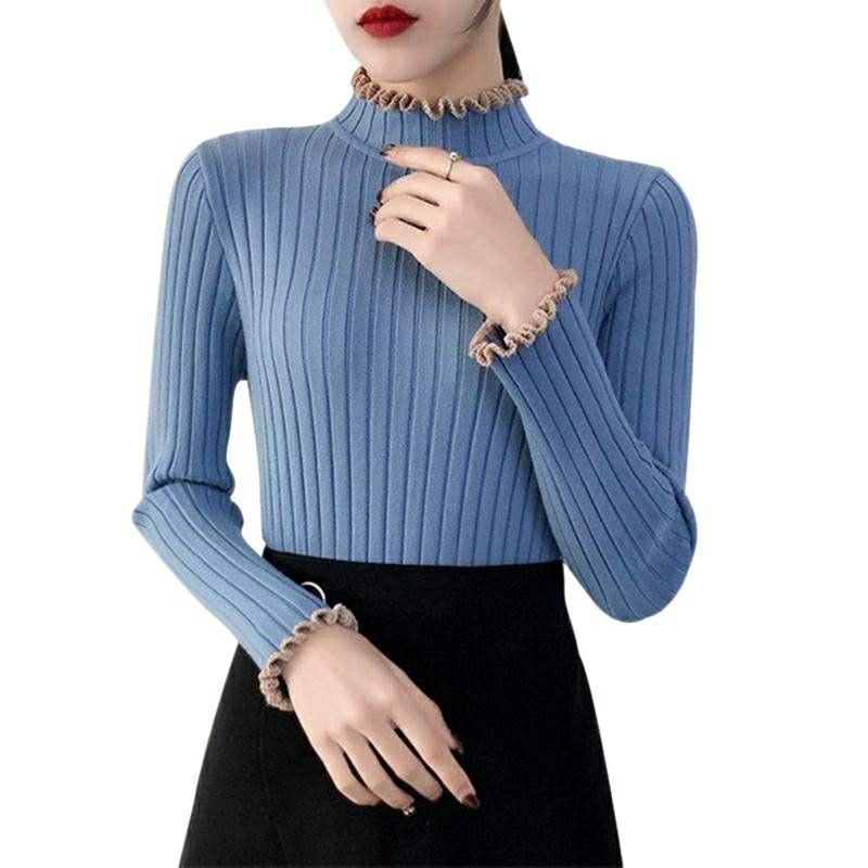 Áo len viền tay cổ cao cấp