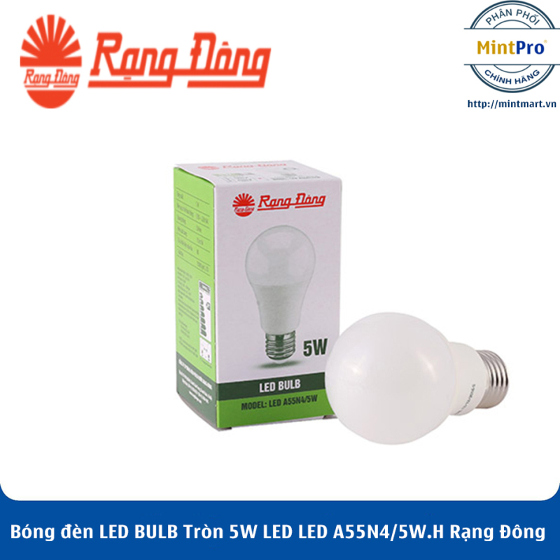 Bóng đèn LED BULB Tròn 5W LED A55N4/5W.H Rạng Đông - Hàng Chính Hãng