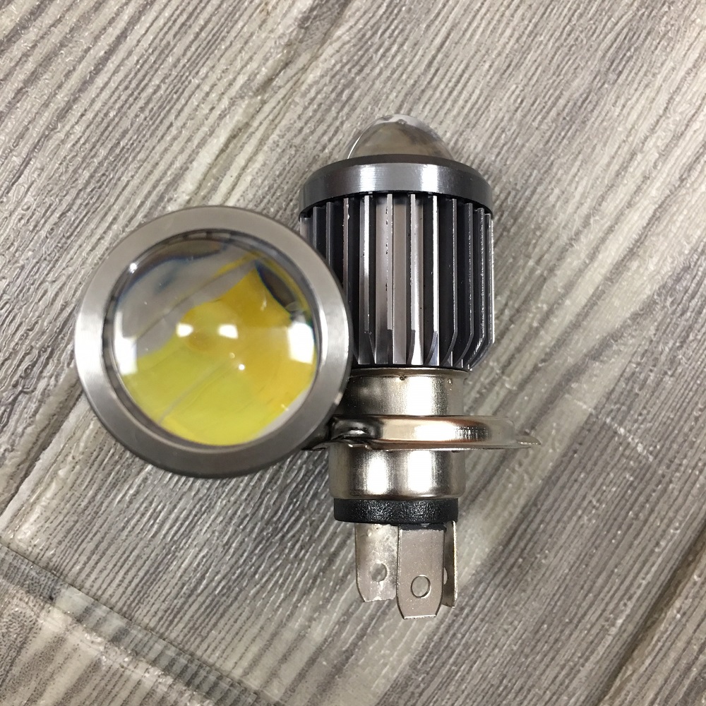 Đèn pha led xe máy bi cầu mini cos vàng pha trắng
