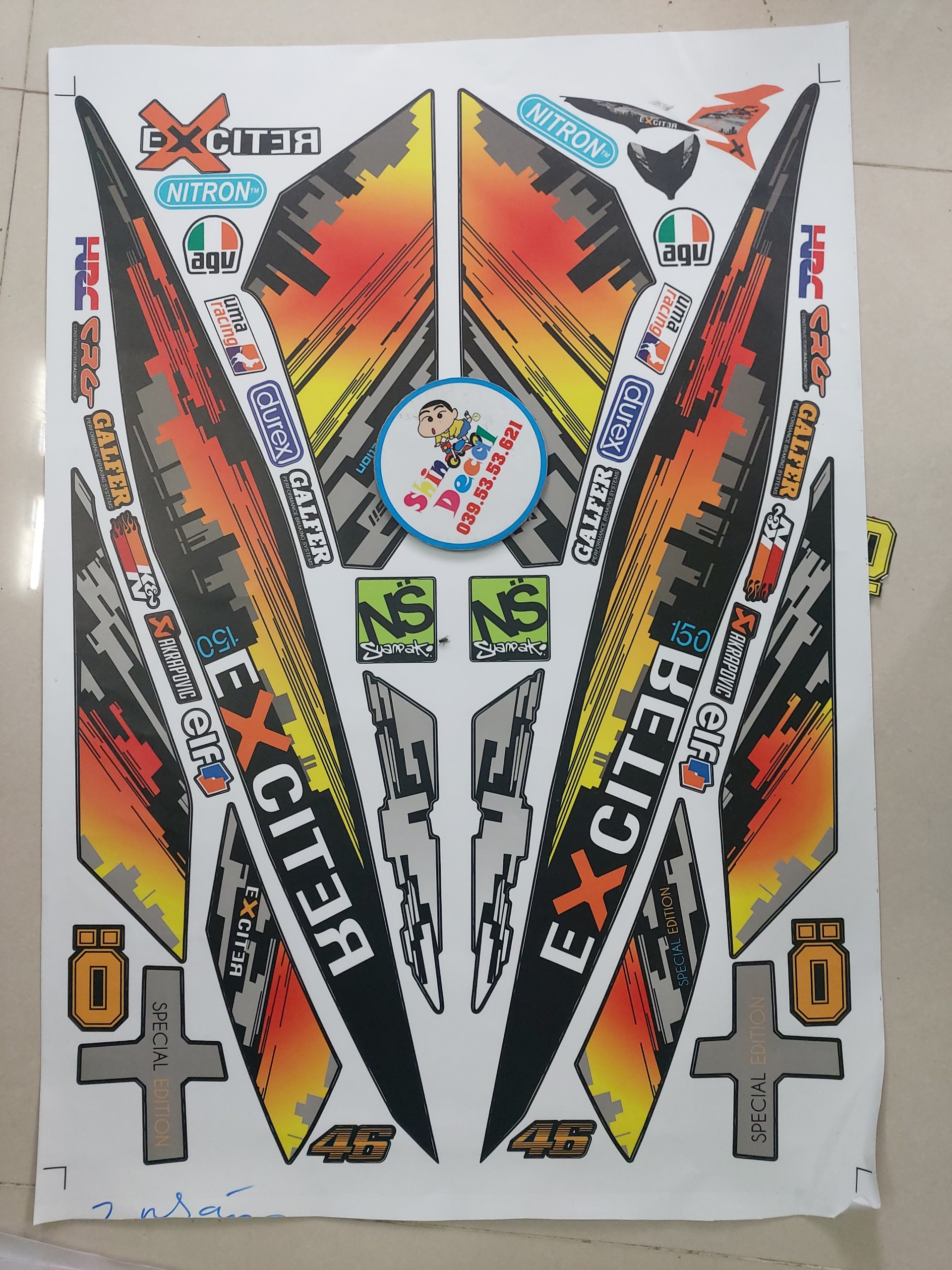 Tem chế exciter 150 thành phố 2020 tặng logo