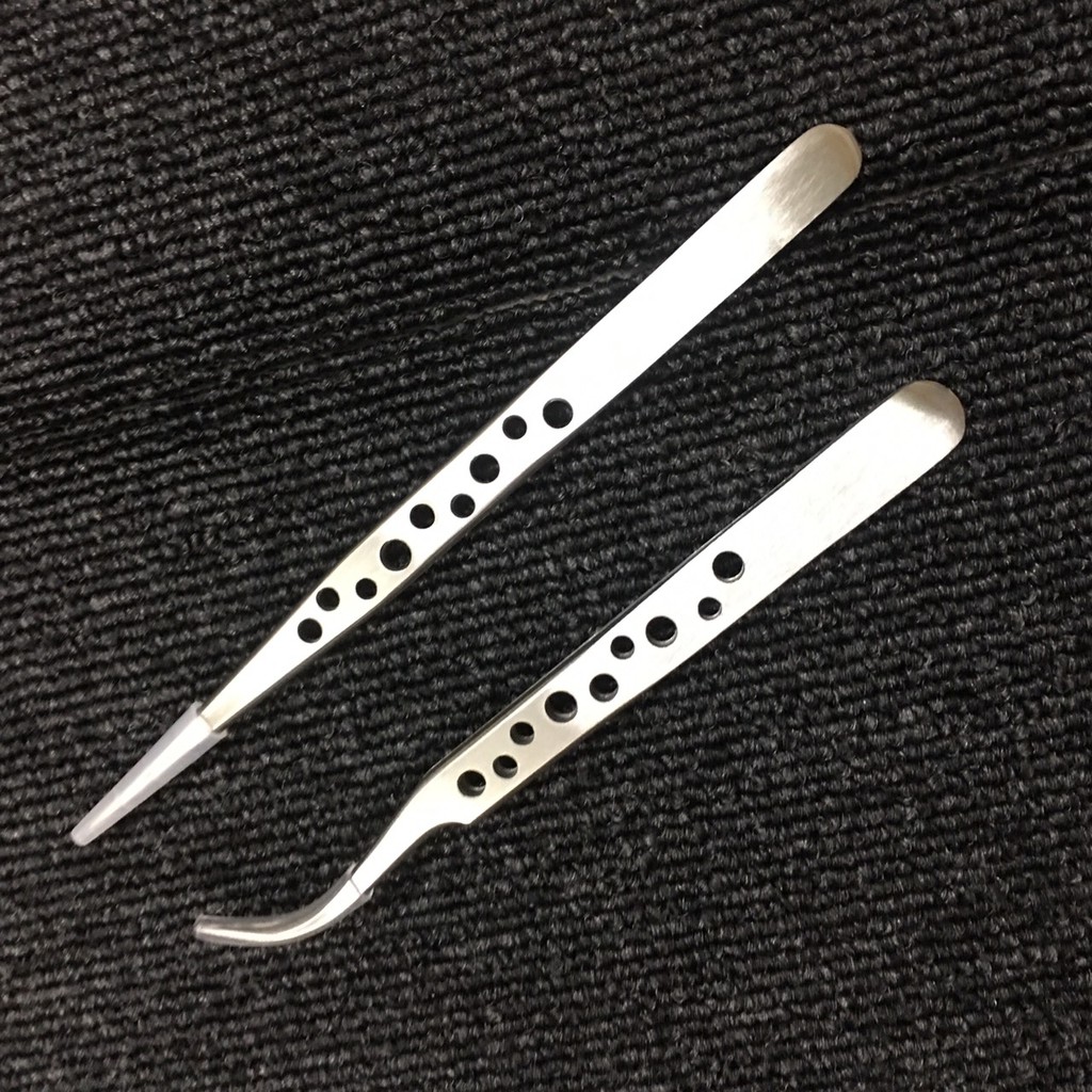 Combo 2 nhíp (panh) có lổ (mũi cong & thẳng)