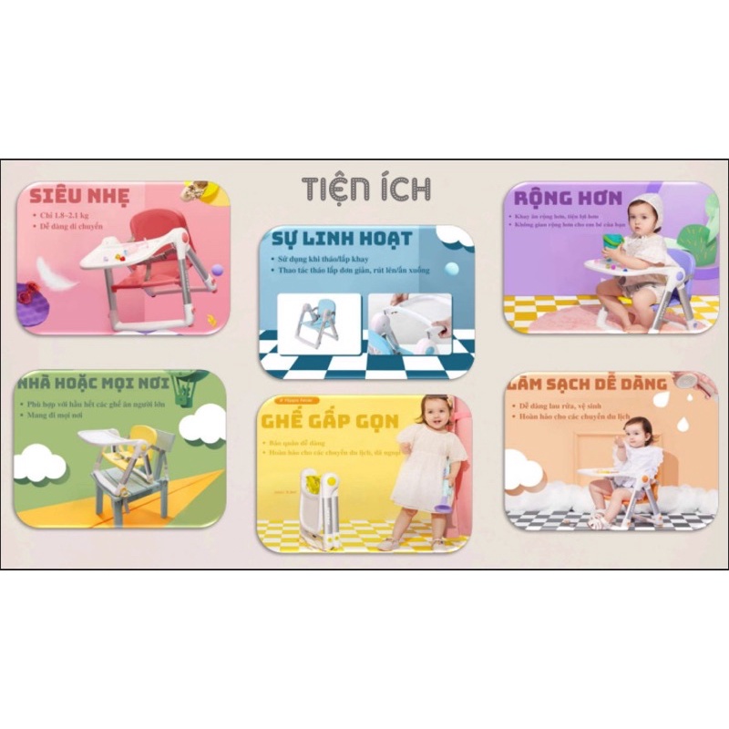 ( BH CHÍNH HÃNG - FULL PHỤ KIỆN- TẶNG 1 EHON) Ghế ăn dặm gấp gọn Flippa Apramo 2022 full box