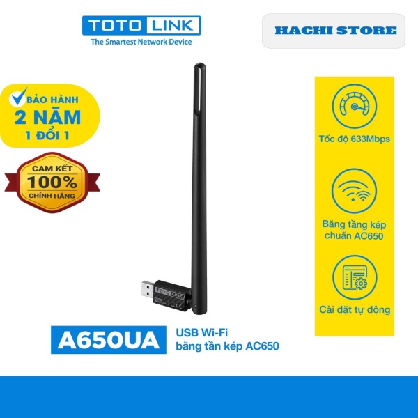 [HCM]USB Wi-Fi băng tần kép chuẩn AC 650Mbps TOTOLINK A650UA - Hàng phân phối chính hãng