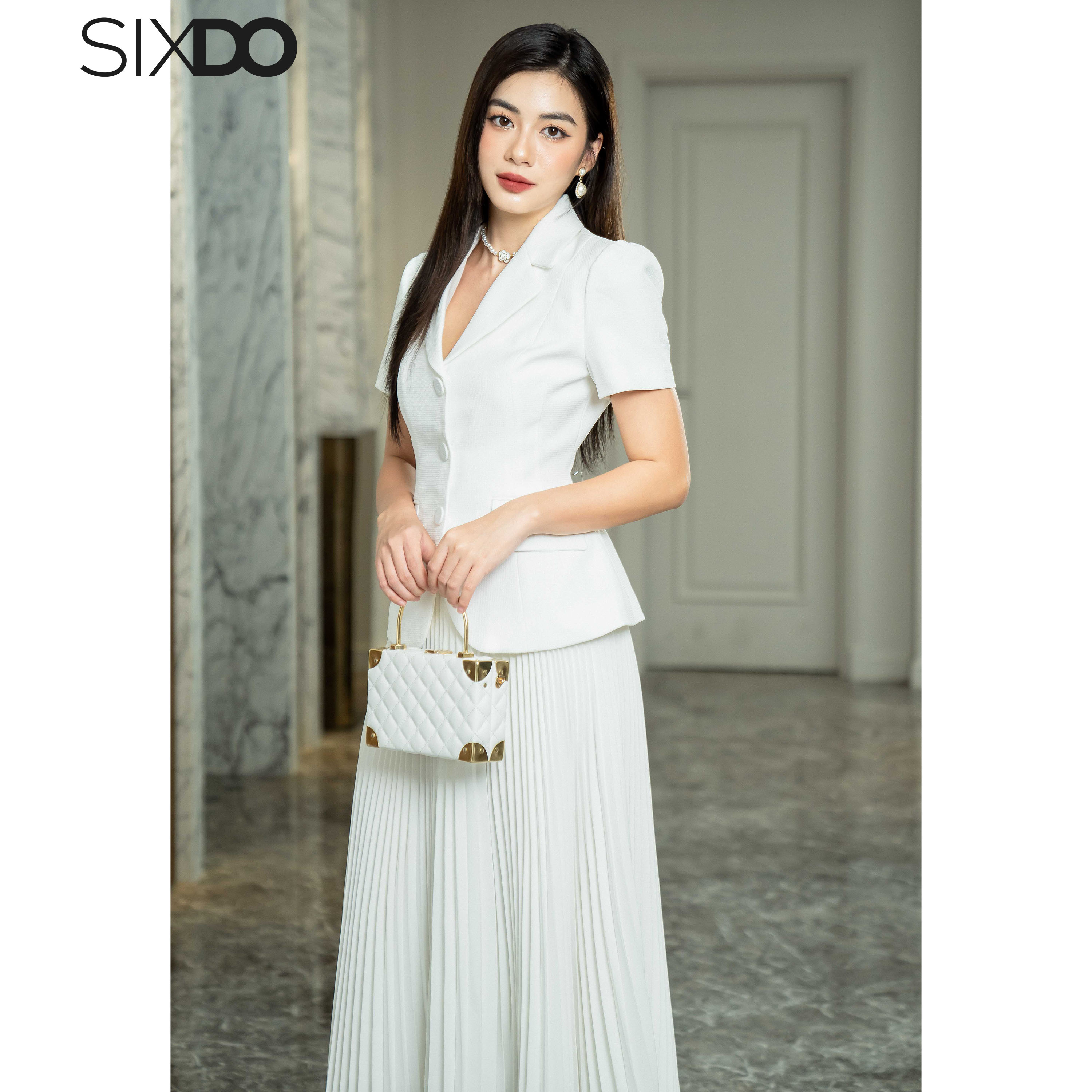 Áo Vest nữ phối túi SIXDO (Notch Lapel Collars Vest)