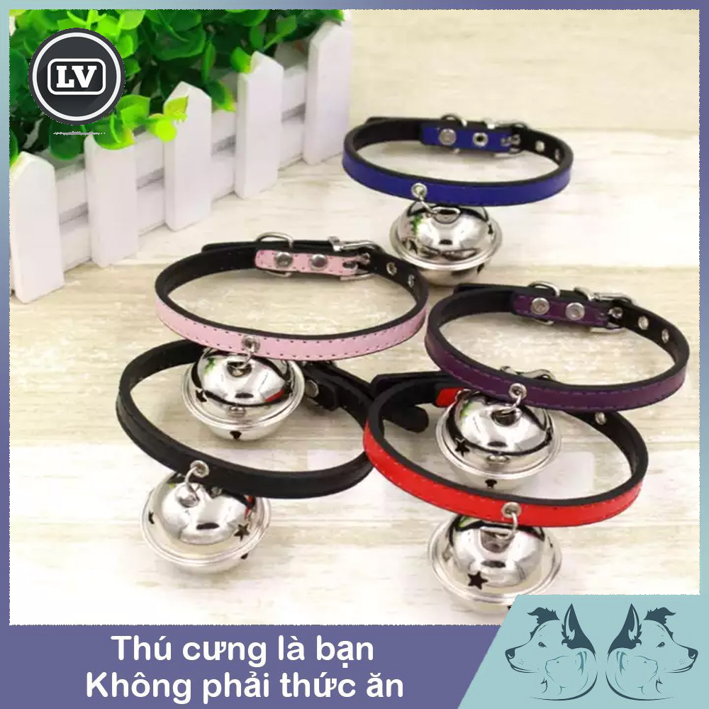 Vòng Cổ Dây Da Có Chuông Cho Chó Mèo - 5 Màu Giao Ngẫu Nhiên