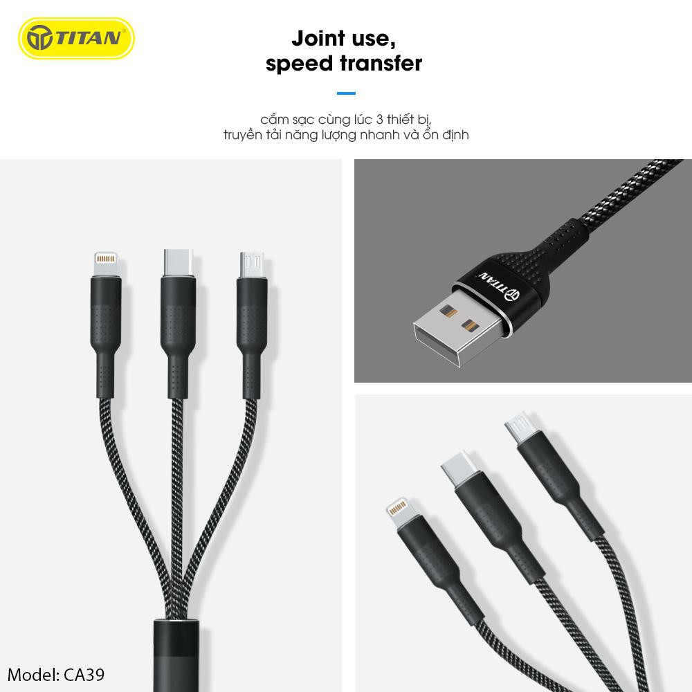 Cáp Sạc 3 Đầu TITAN CA39 / CA40 Độ Dài 1M2