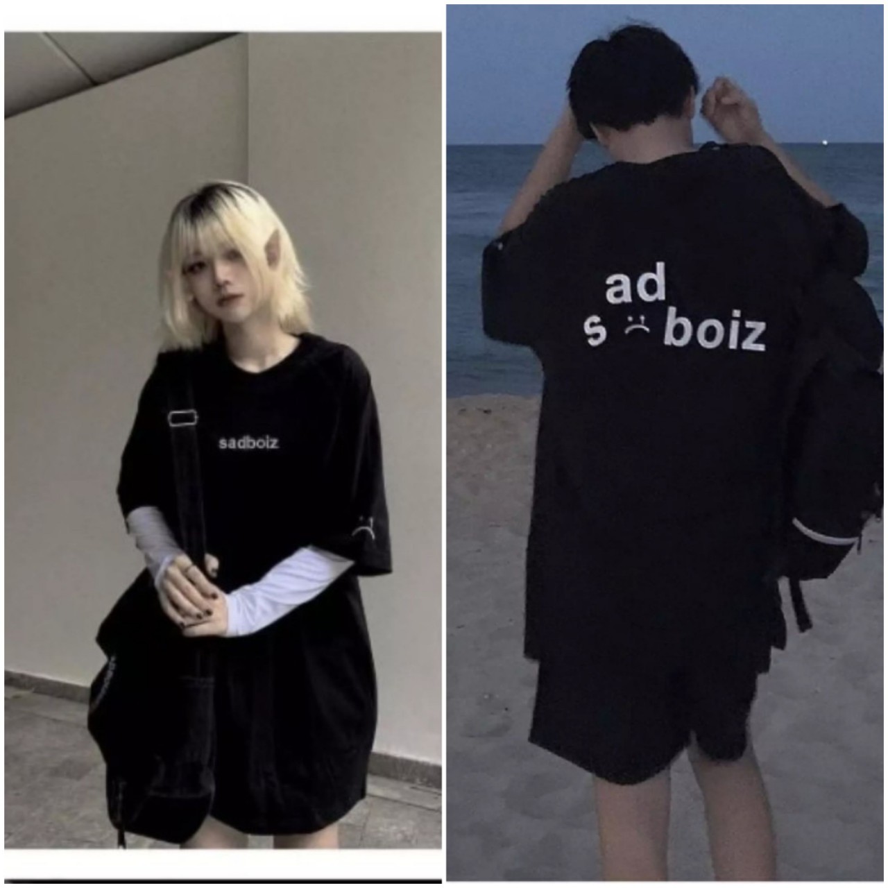 ÁO THUN  NAM NỮ FORM THỤNG SADBOIZ. in 2 mặt