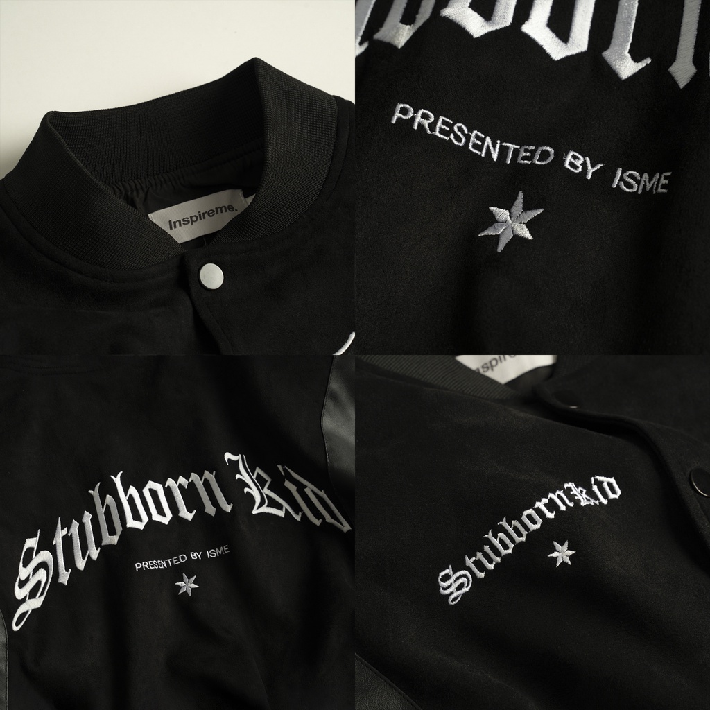 Áo Khoác ISME SK Varsity Jacket - Black/Grey/Mossgreen