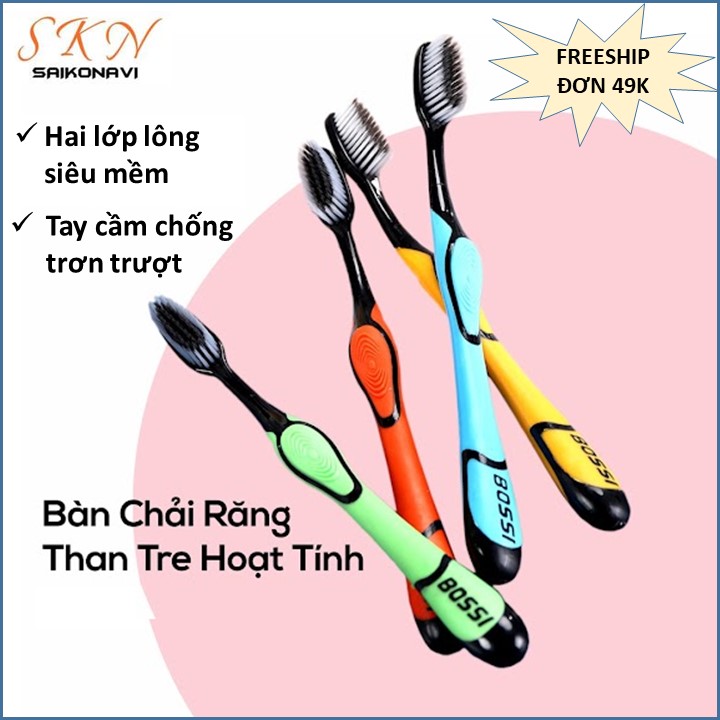 Combo bàn chải đánh răng than tre hoạt tính lông chải siêu mềm bảo vệ răng nướu - bàn chải than hoạt tính giúp chải răng sạch hơn massage nướu