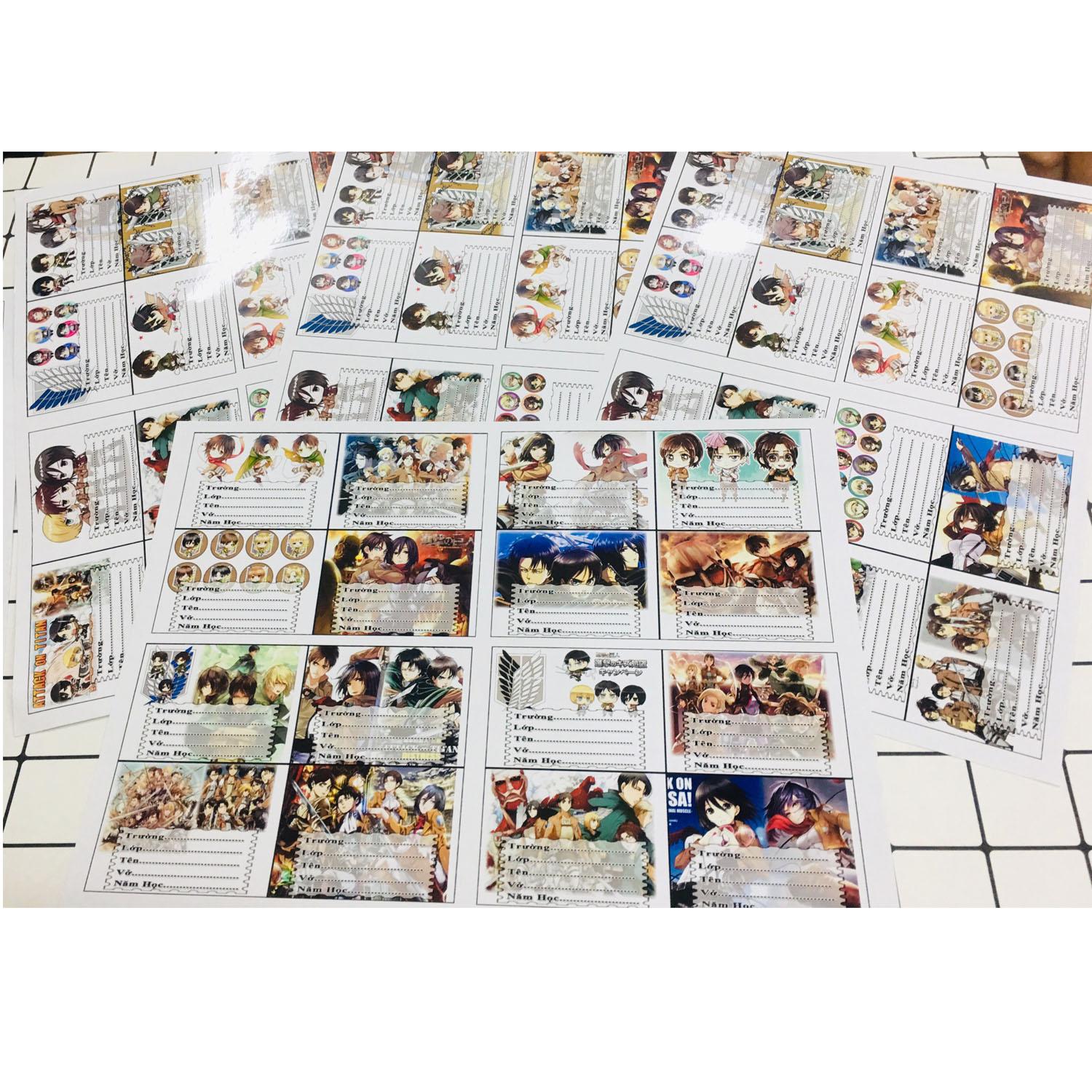 Combo 48 nhãn vở Attack on Titan