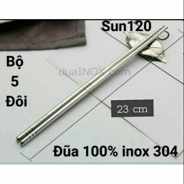 [HCM]SET BỘ ĐŨA 5 ĐÔI INOX 304 MẠ VÀNG HÀN QUỐC