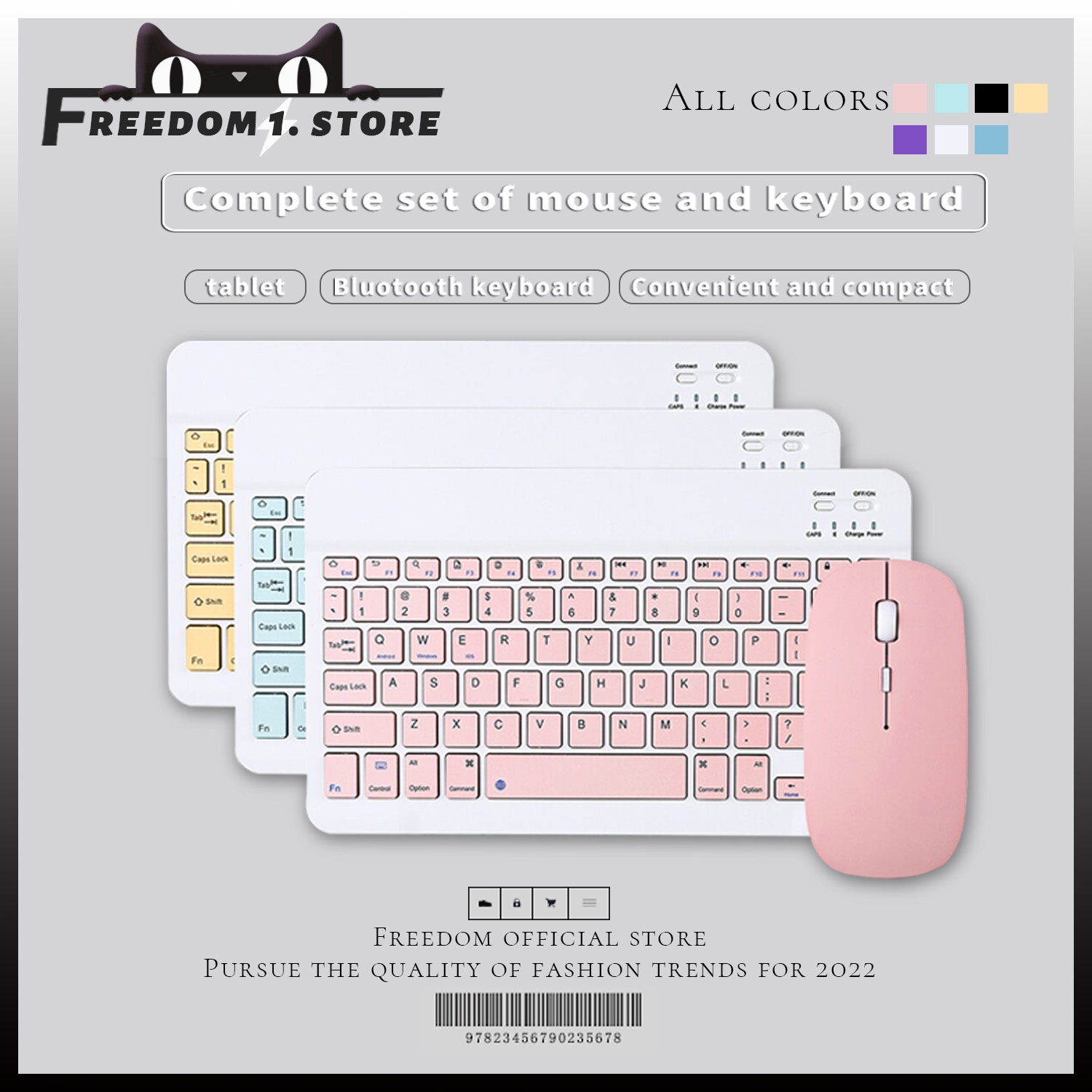 【HCM】 Bàn phím không dây Bluetooth Rovtop Universal MINI - Dành cho Windows / MAC / Android / IOS / Điện thoại / iPad / Máy tính bảng Bàn phím chuột Bluetooth iPad Color Mute Bàn phím di động nhỏ