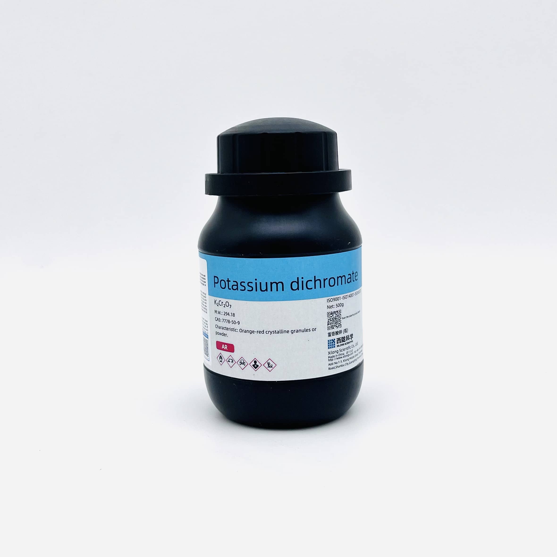 Hóa chất Potassium Dichromate ≥99.8% (K2Cr2O7, AR, Chai 500G, XIlong, cas 7778-50-9)