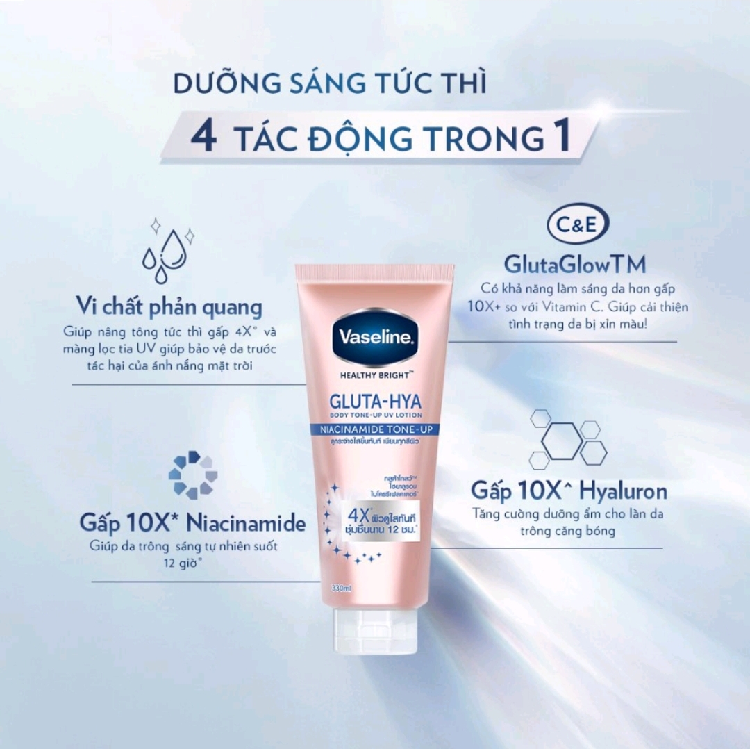 Sữa Dưỡng Thể Vaseline Healthy Bright Gluta HYA Serum 10X