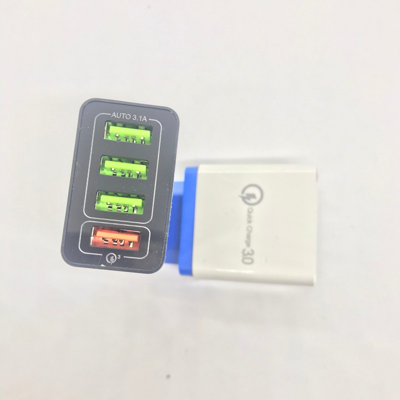 Củ sạc 4 cổng usb 3.1a hỗ trợ sạc nhanh quick charge 3.0