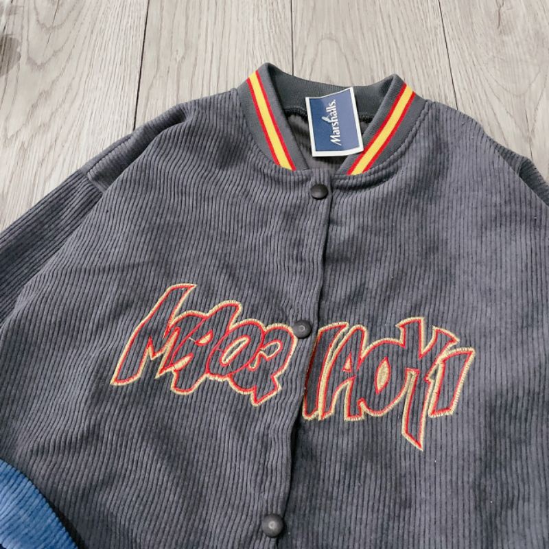 Áo khoác jacket nhung thêu maoq áo bomber bóng chày phong cách hàn quốc