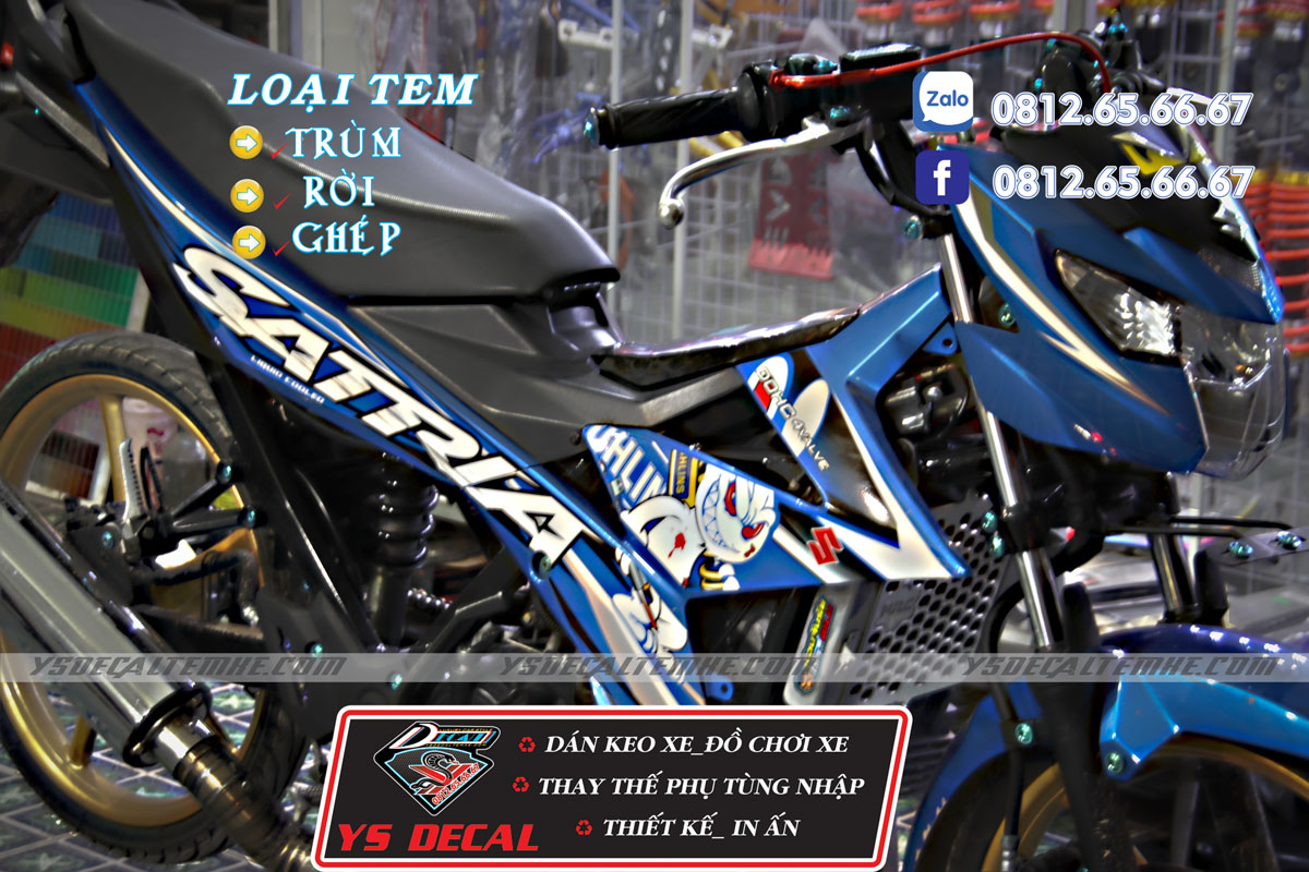 Tem rời Satria thỏ OHLINS xanh trắng