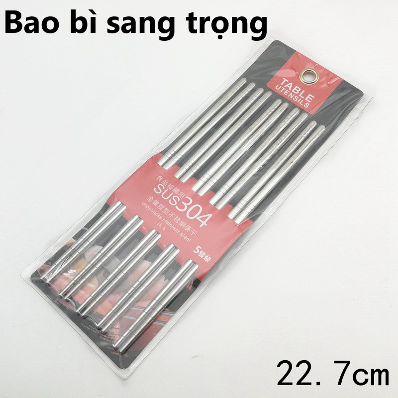 [ Bộ 5 đôi ] Đũa Inox 304 cao cấp - Inox cao cấp HT