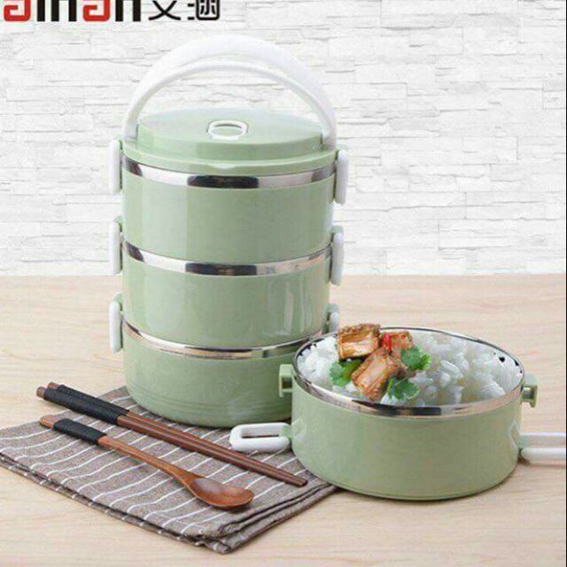 Hộp đựng cơm giữ nhiệt 4 ngăn/hộp đựng cơm giữ nhiệt inox giá rẻ -Hộp cơm hộp đựng cơm văn phòng giữ nhiệt 4 tầng inox