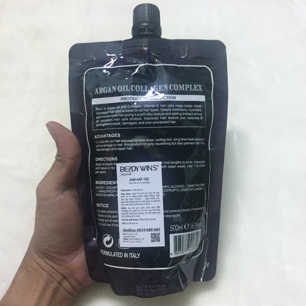 [HCM]Hấp dầu tóc Berdywin Argan Oil Complex phục hồi siêu mượt 500ml