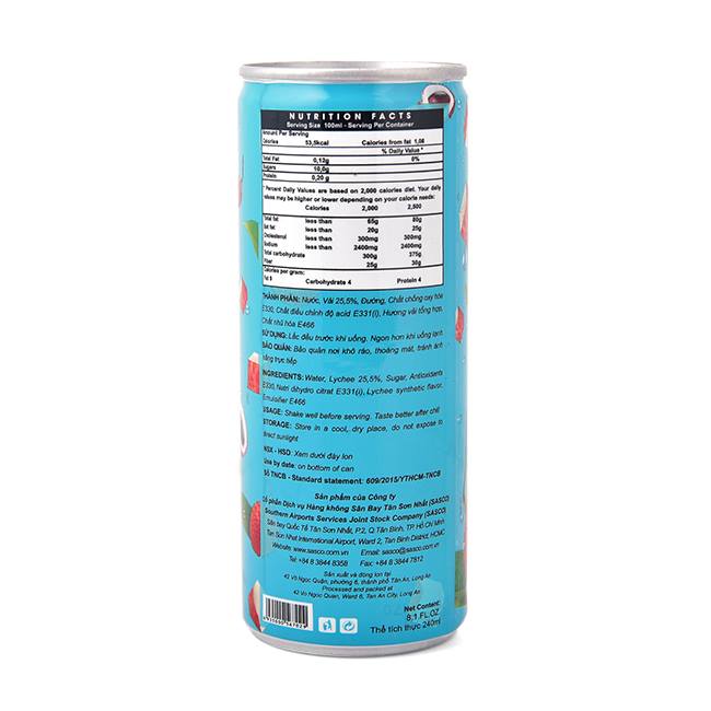Nước Ép Vải Ezos Thùng 30 Lon x 240ml