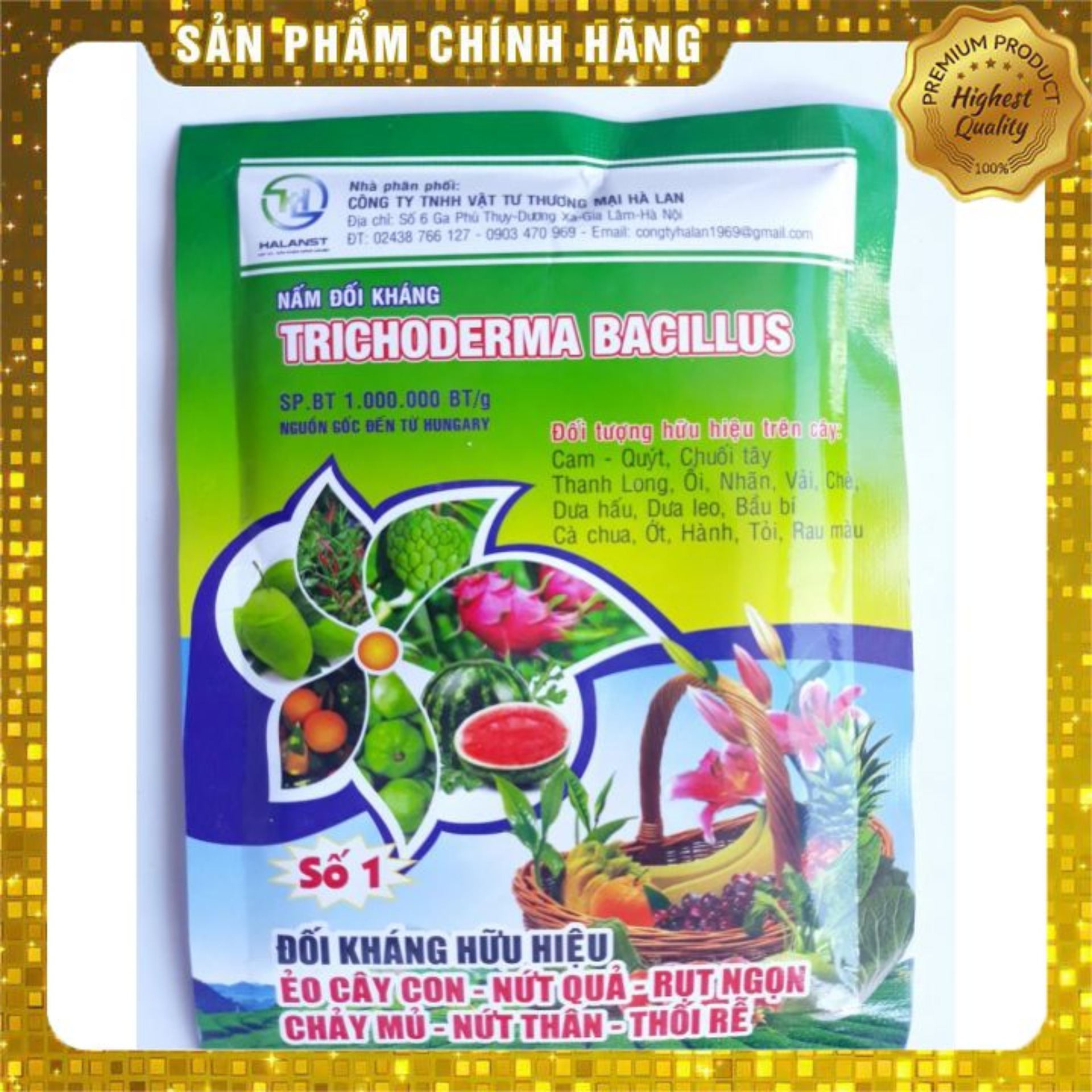 Nấm đối kháng TRICHODERMA BACILLUS (110g) chống nứt quả, chảy mủ, nứt thân, thối rễ, ẻo cây con