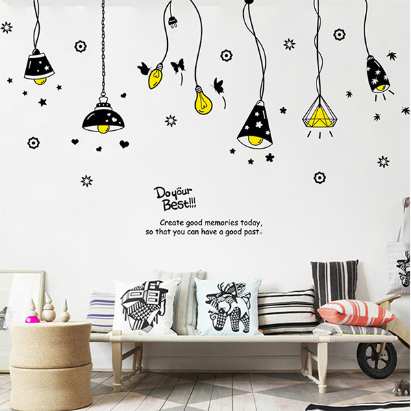 [HCM]DECAL DÁN TƯỜNG CHÙM ĐÈN BÓNG VÀNG