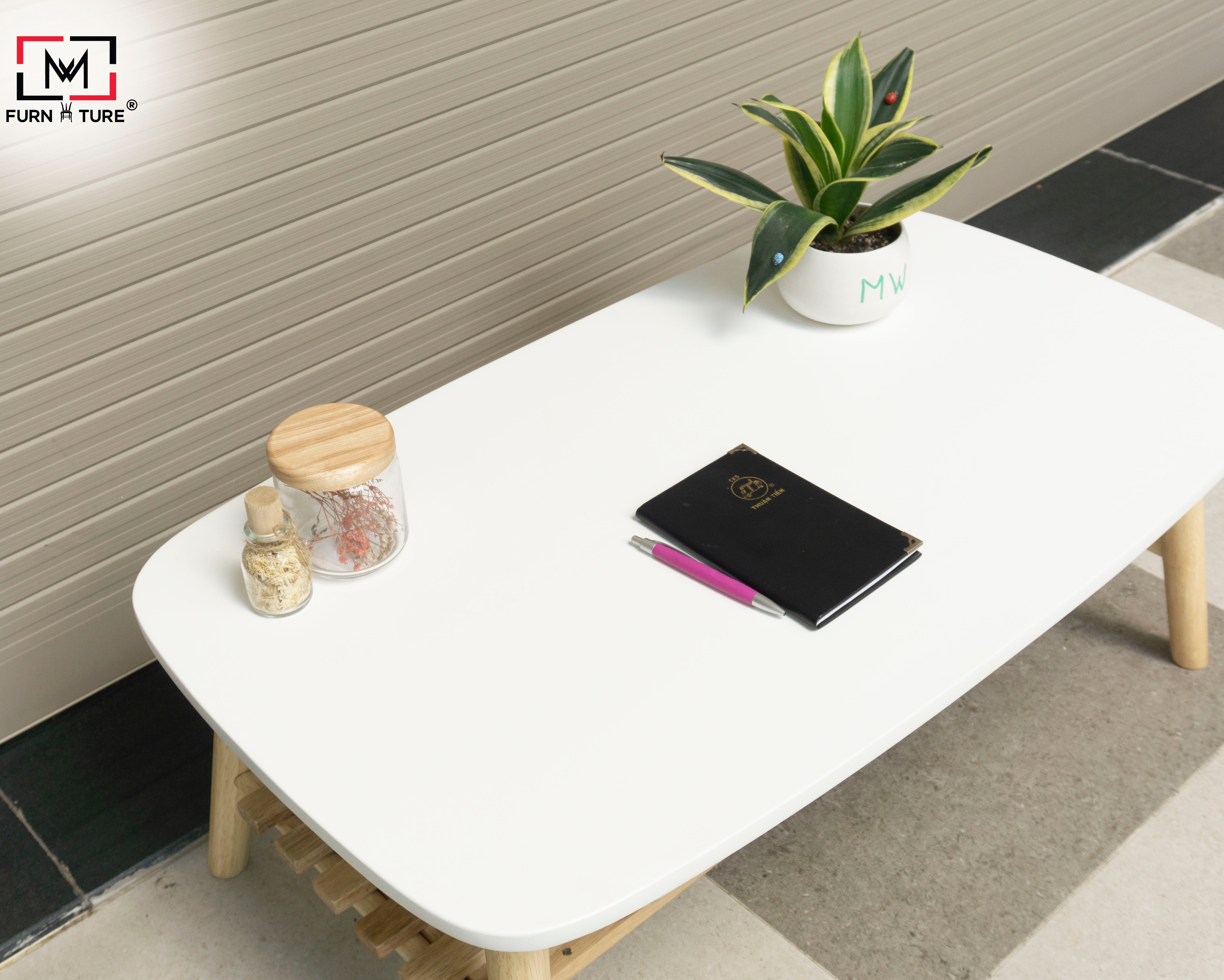 [HCM]BÀN TRÀ/ SOFA CHÂN GẤP HÀN QUỐC CÓ SẠP - B TABLE WHITE
