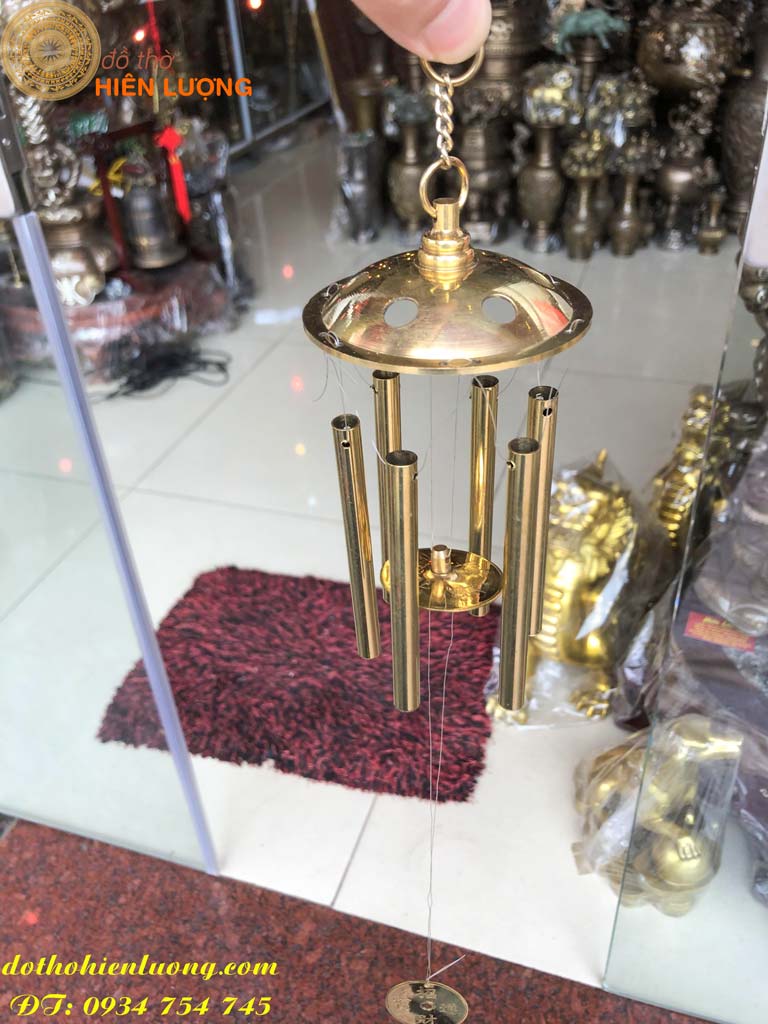 Chuông Gió 6 Ống Bằng Đồng 100% 2 Cỡ - Chuông Gió Phong Thủy Bằng Đồng
