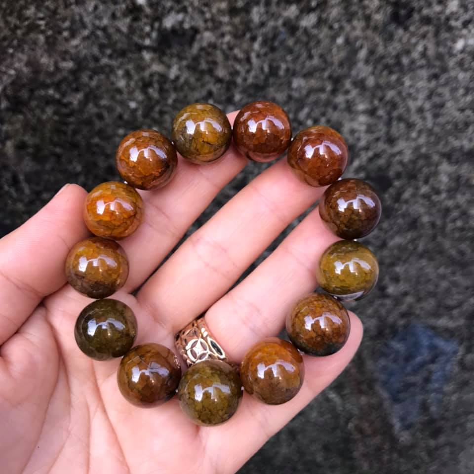 [HCM]VÒNG TAY ĐÁ MÃ NÃO VÂN RỒNG SIZE 16LY