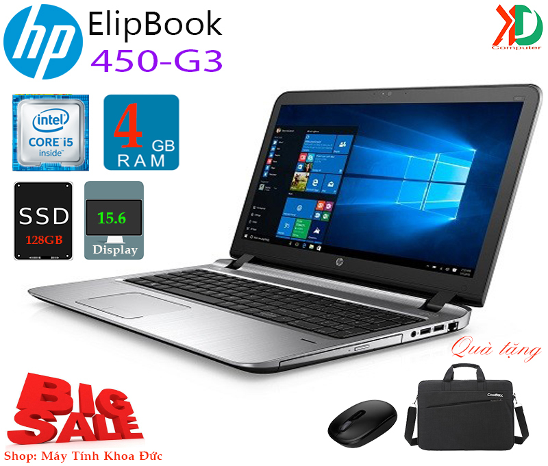 Bảng giá Laptop HP Probook 450 G3 Core i5-6300U, 4gb Ram,128gb SSD, 12.5inch HD tặng túi, chuột không dây Phong Vũ