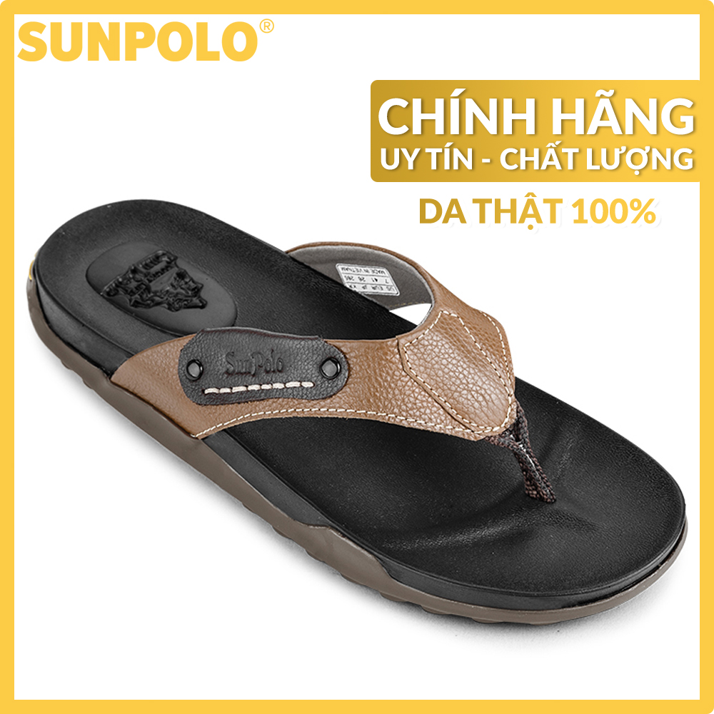 men leather sandals SUNPOLO PUS22B (brown)