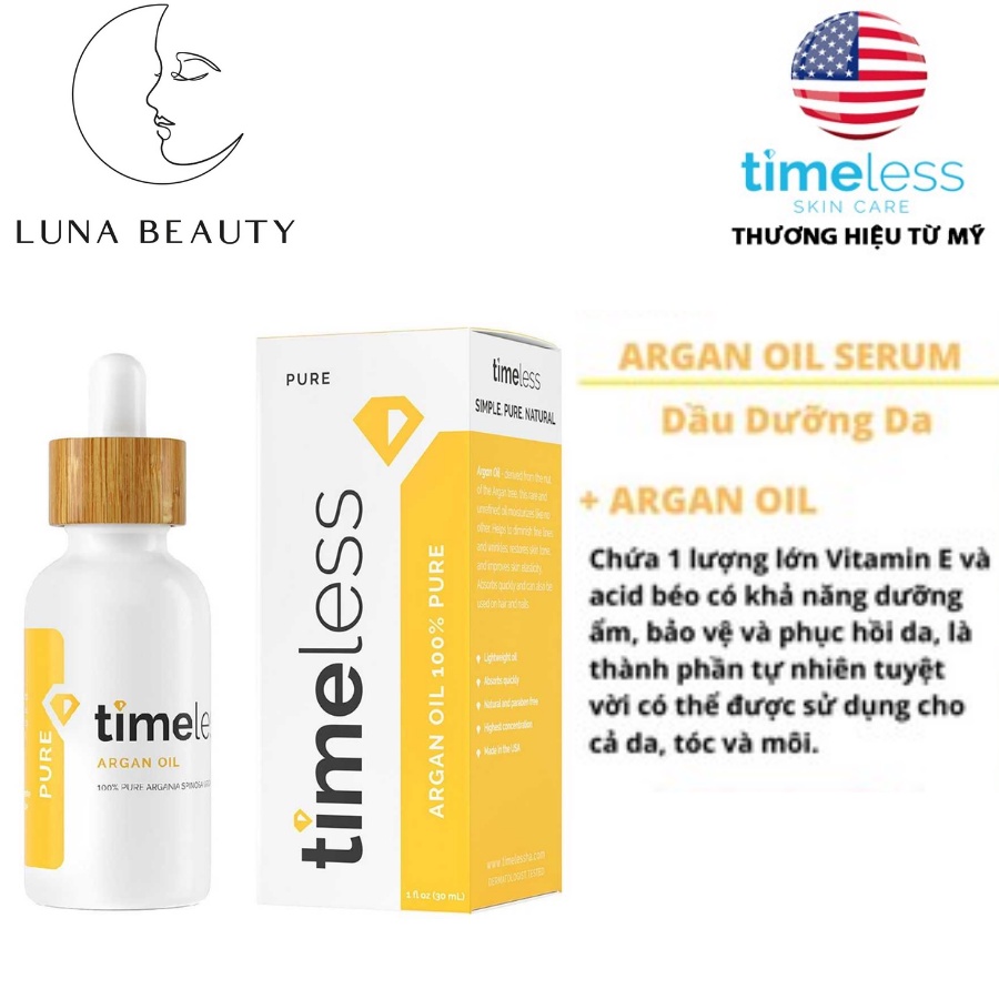 [MẪU MỚI] Dầu dưỡng Timeless Argan Oil 100% Pure