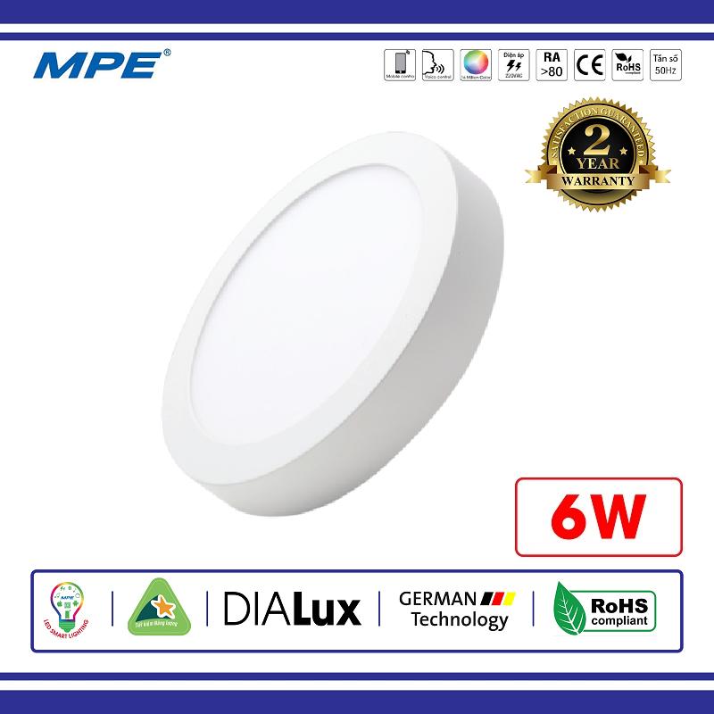 ĐÈN LED PANEL ỐP TRẦN TRÒN NỔI 6W MPE (SRPL-6)