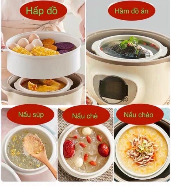 Nồi nấu cháo chậm BEAR 1.6 Lít [Hàng Sẳn,Bản Quốc Tế]