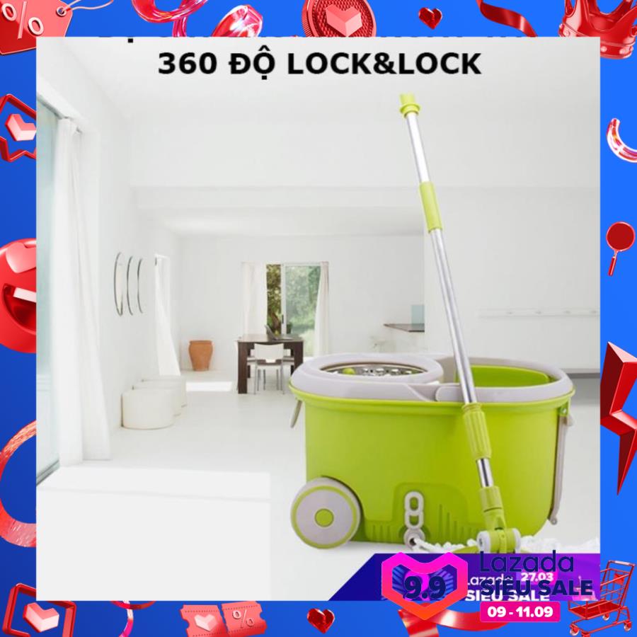 >> BÁO GIÁ BỘ CÂY LAU NHÀ XOAY TAY COMPACT SPIN MOP LOCK | Shopee Lazada Sendo Tiki mới nhất 58 Bộ Cây Lau Nhà Xoay Tay 360 Độ lồng Inox Lock&Lock Walkable MOP-L003