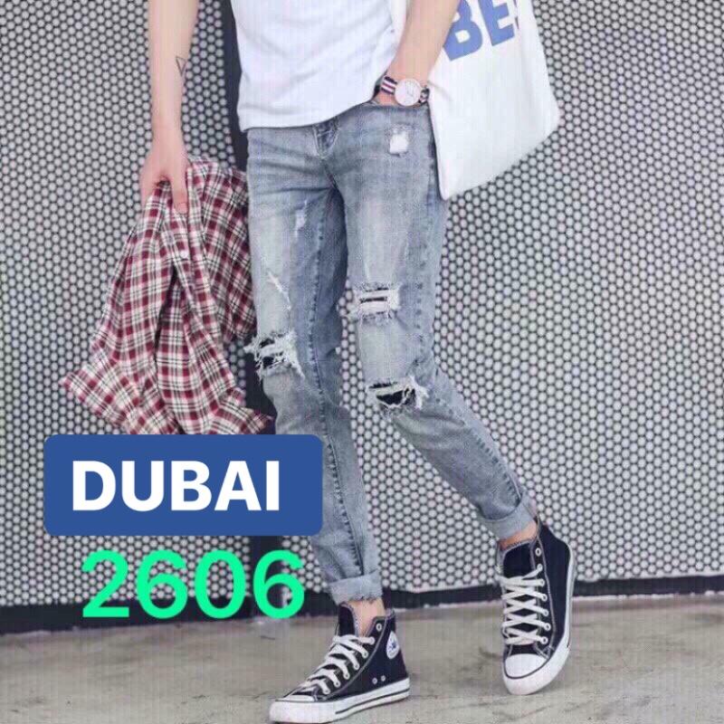 QUẦN JEAN NAM CHẤT BÒ XANH RÁCH SANG HÀN QUỐC HOT TREND - DUBAI FASHION