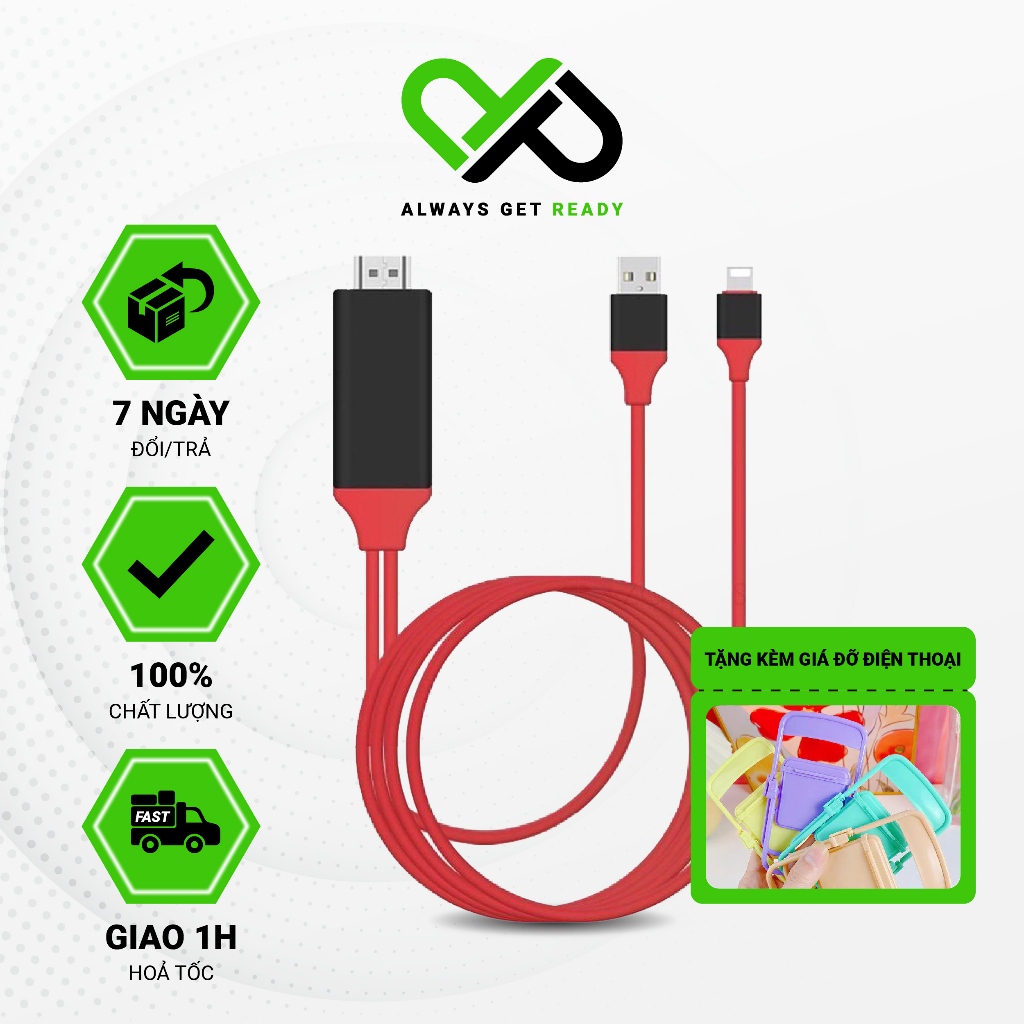 Cáp chuyển tín hiệu Lightning To HDMI Siêu xịn Kết nối sang tivi TV