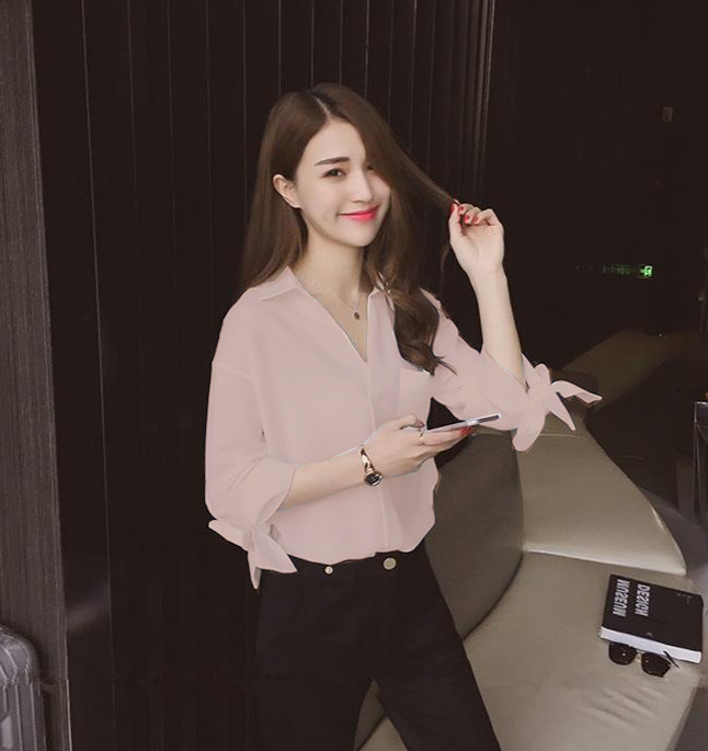 Áo sơ mi cột nơ tay lỡ❣️[Giá gốc tận xưởng]