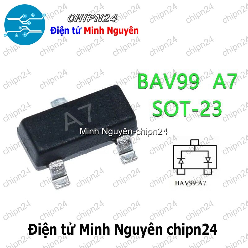 [25 con] (G9.1) Diode Dán BAV99 (A7) SOT-23 0.2A 70V (SMD) (Diode Kép) - HH007422