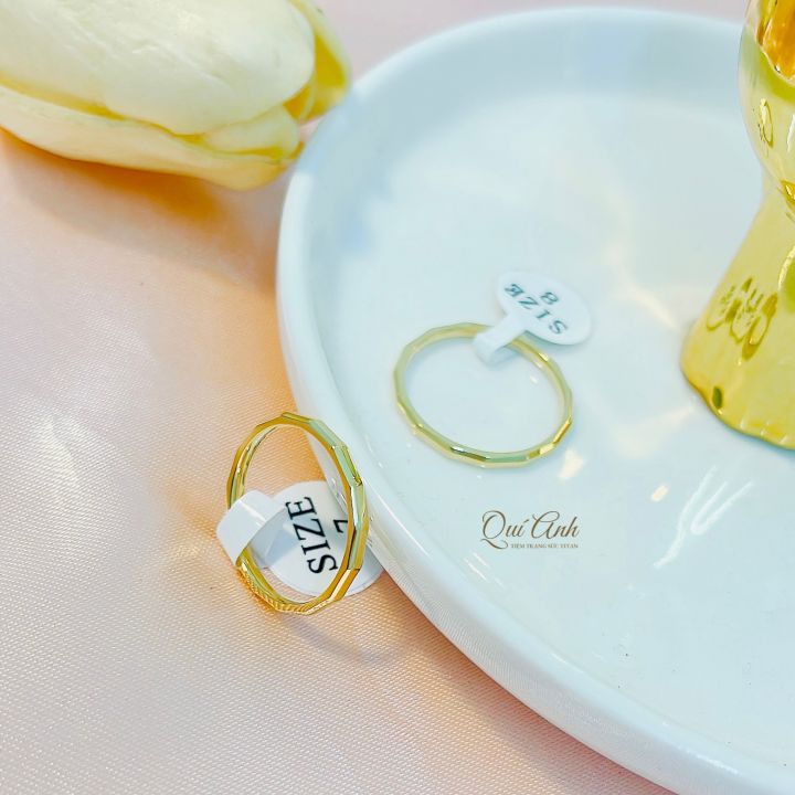 NHẪN TITAN VÀNG GÓC CẠNH CÁ TÍNH