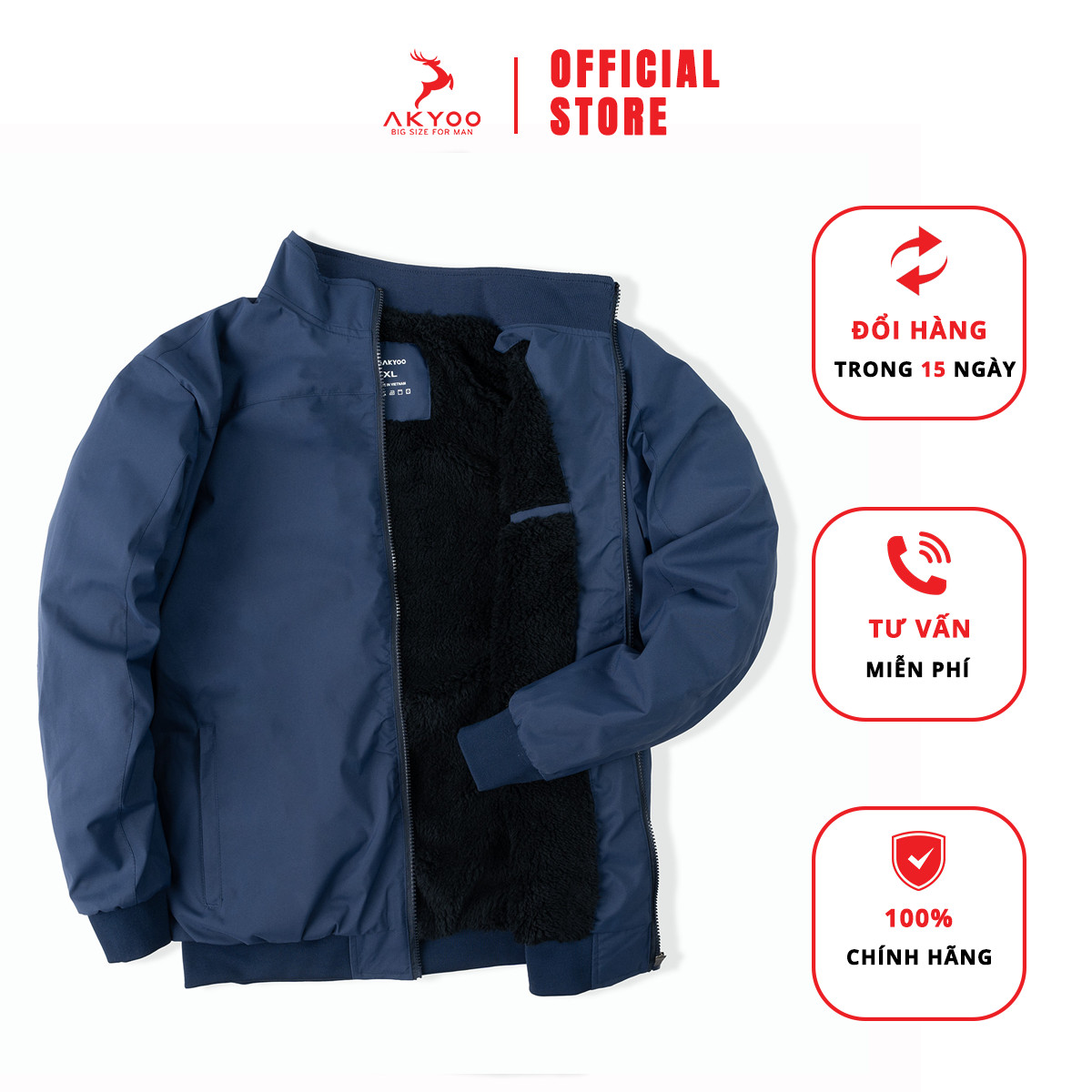 AKYOO Áo Khoác Trần Bông Dày Dặn Siêu Nặng Tay Dành Cho Nam Bigsize 80